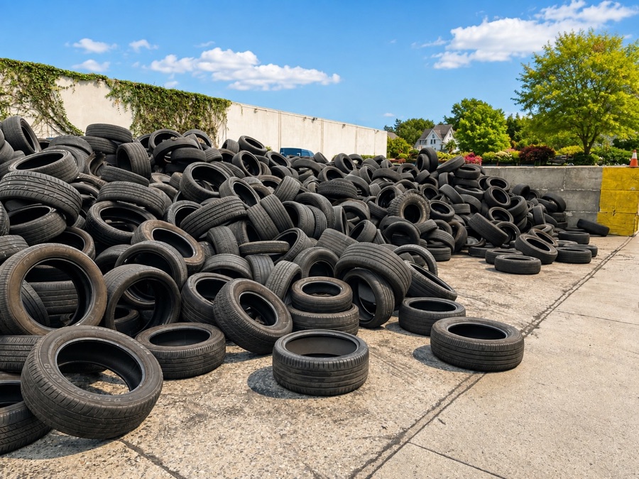 Used tires gathered at a collection site